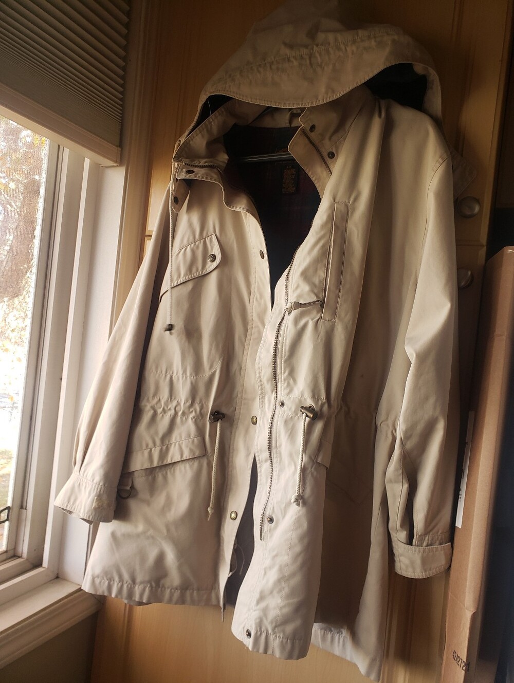 Vintage Eddie Bauer Field Jacket Plaid Lined Hooded Outdoor Jacket